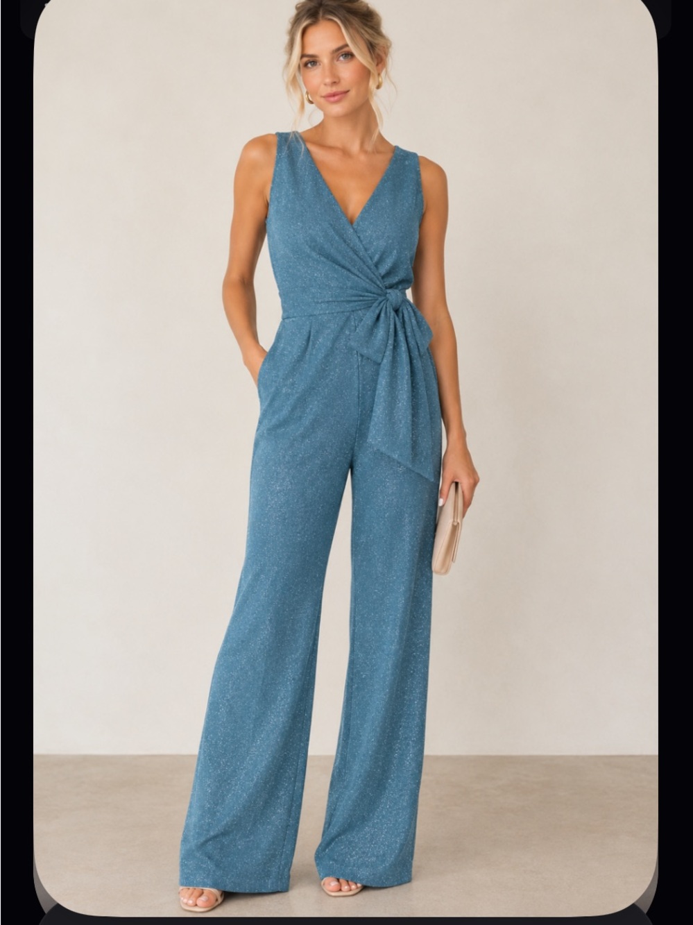Nwt Italy annarita N light blue metallic jumpsuit $450 rare designer fall party